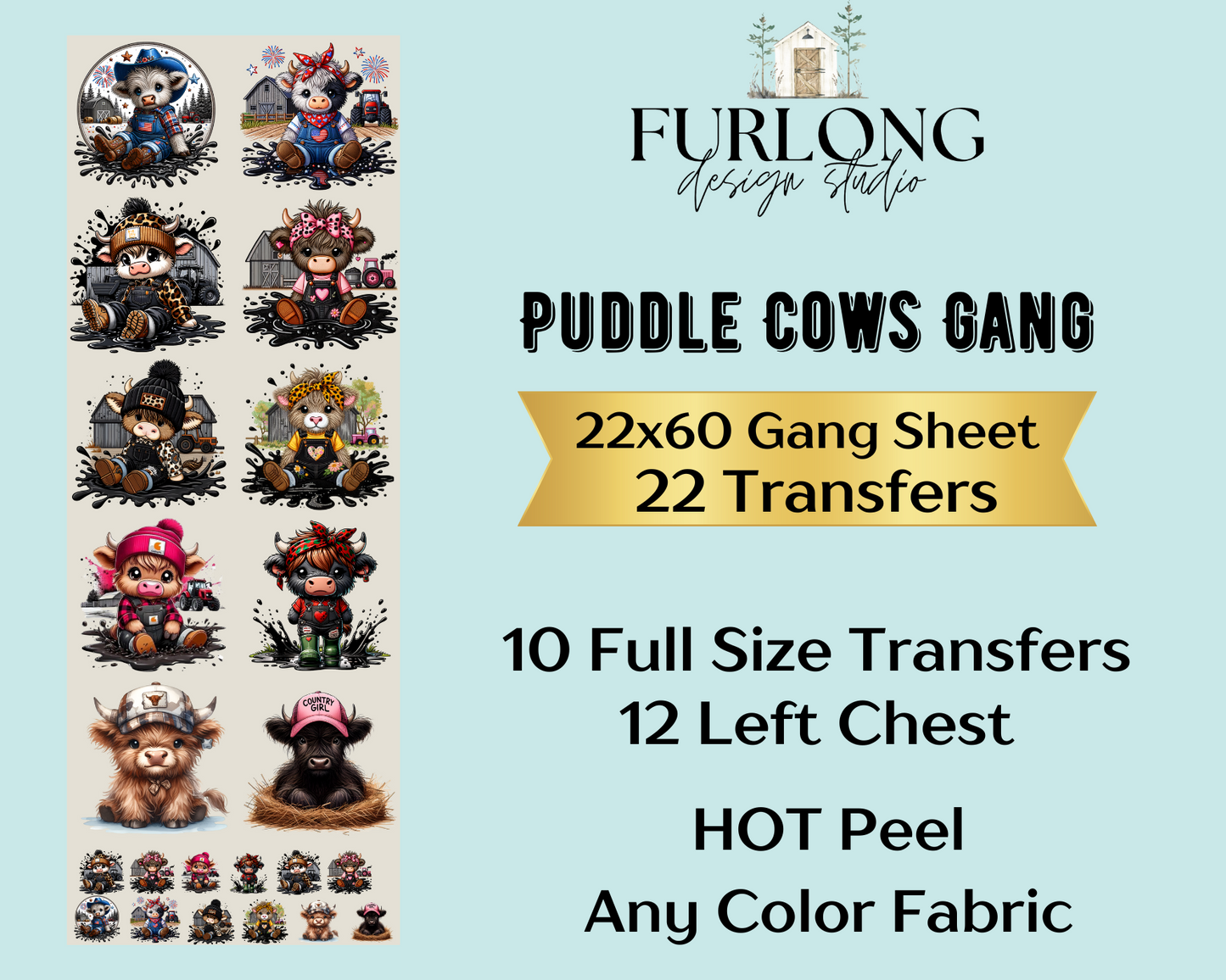 Puddle Cows - DTF Gang Sheet (22x60)