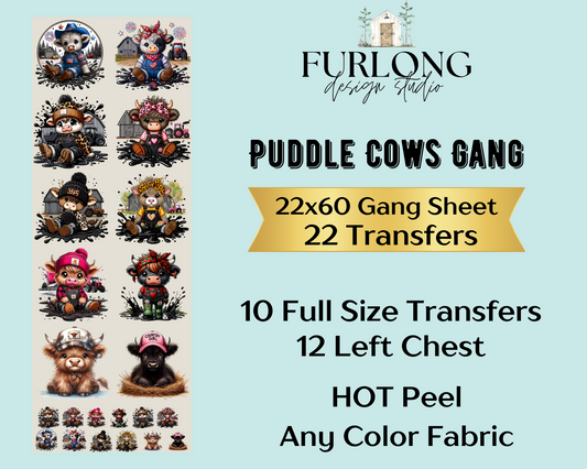Puddle Cows - DTF Gang Sheet (22x60)