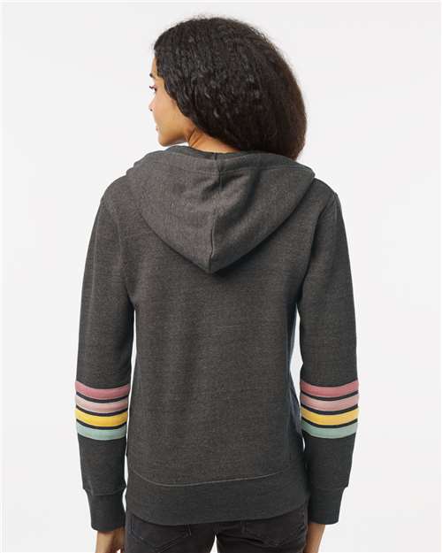 MV Sport Striped Sleeves Full-Zip Hooded Sweatshirt