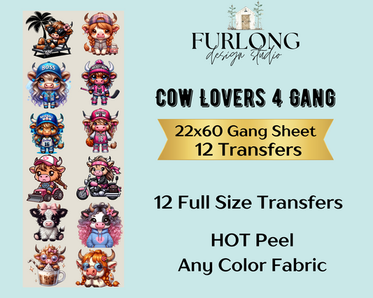 Cow Lovers 4 - DTF Gang Sheet (22x60)