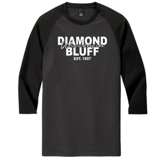 Diamond Bluff, Wisconsin 3/4 Sleeve Baseball Tee