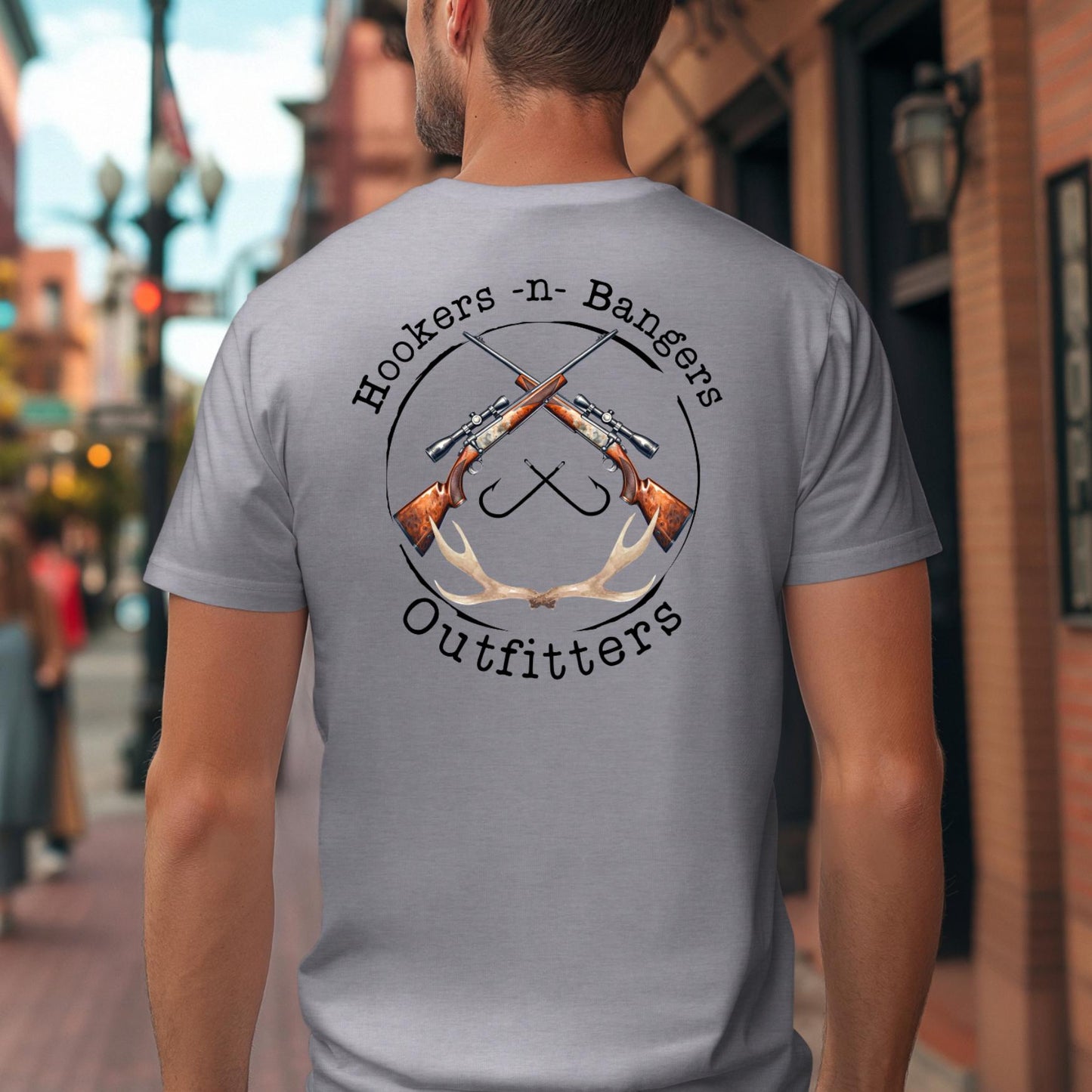 Funny "Hookers N Bangers Outfitters" T-Shirt
