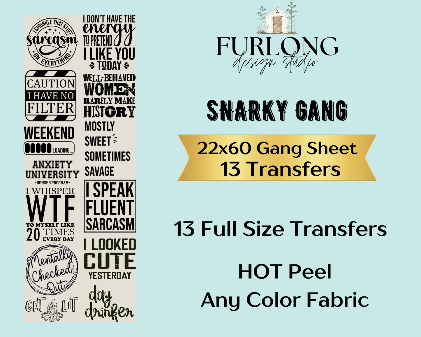 Snarky Sayings - DTF Gang Sheet (22x60)