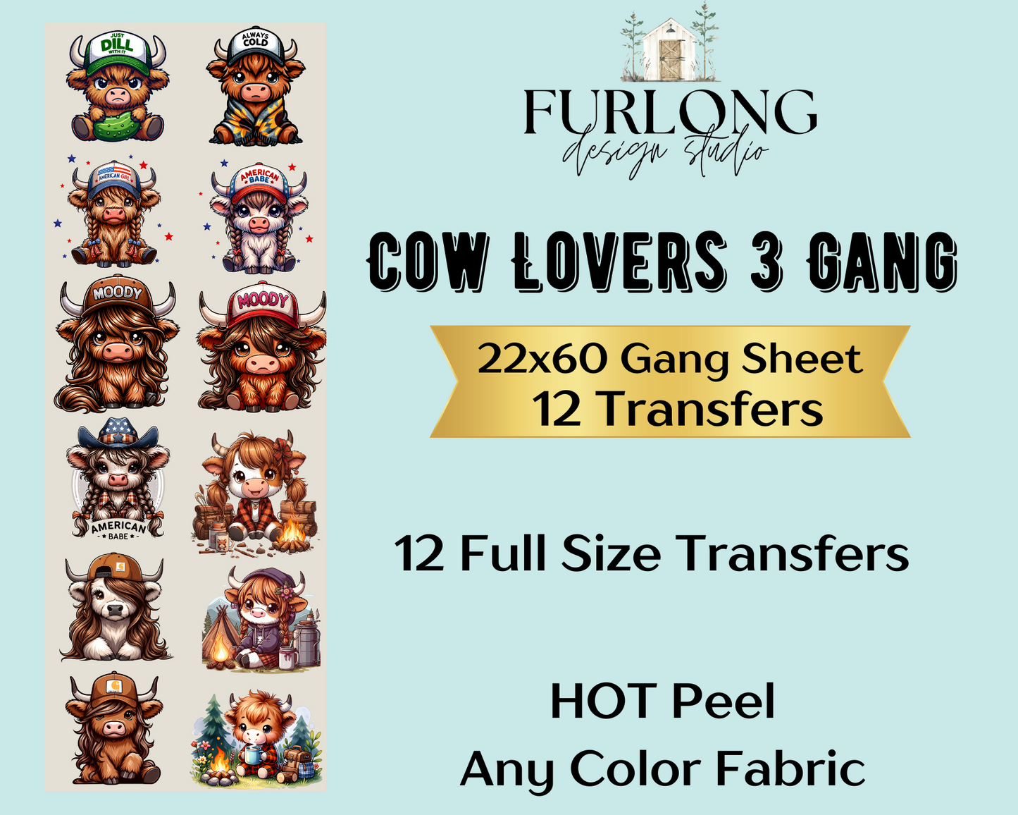 Cow Lovers 3 - DTF Gang Sheet (22x60)