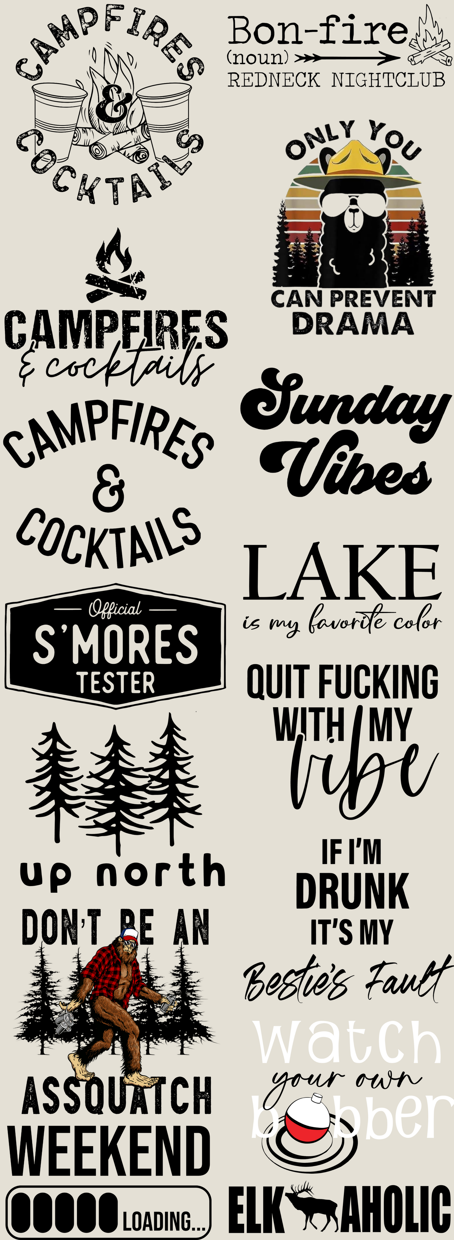 Campfires & Cocktails - DTF Gang Sheet (22x60)
