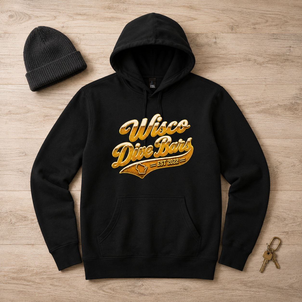 Wisco Dive Bars Tap Beer Script Black Hoodie