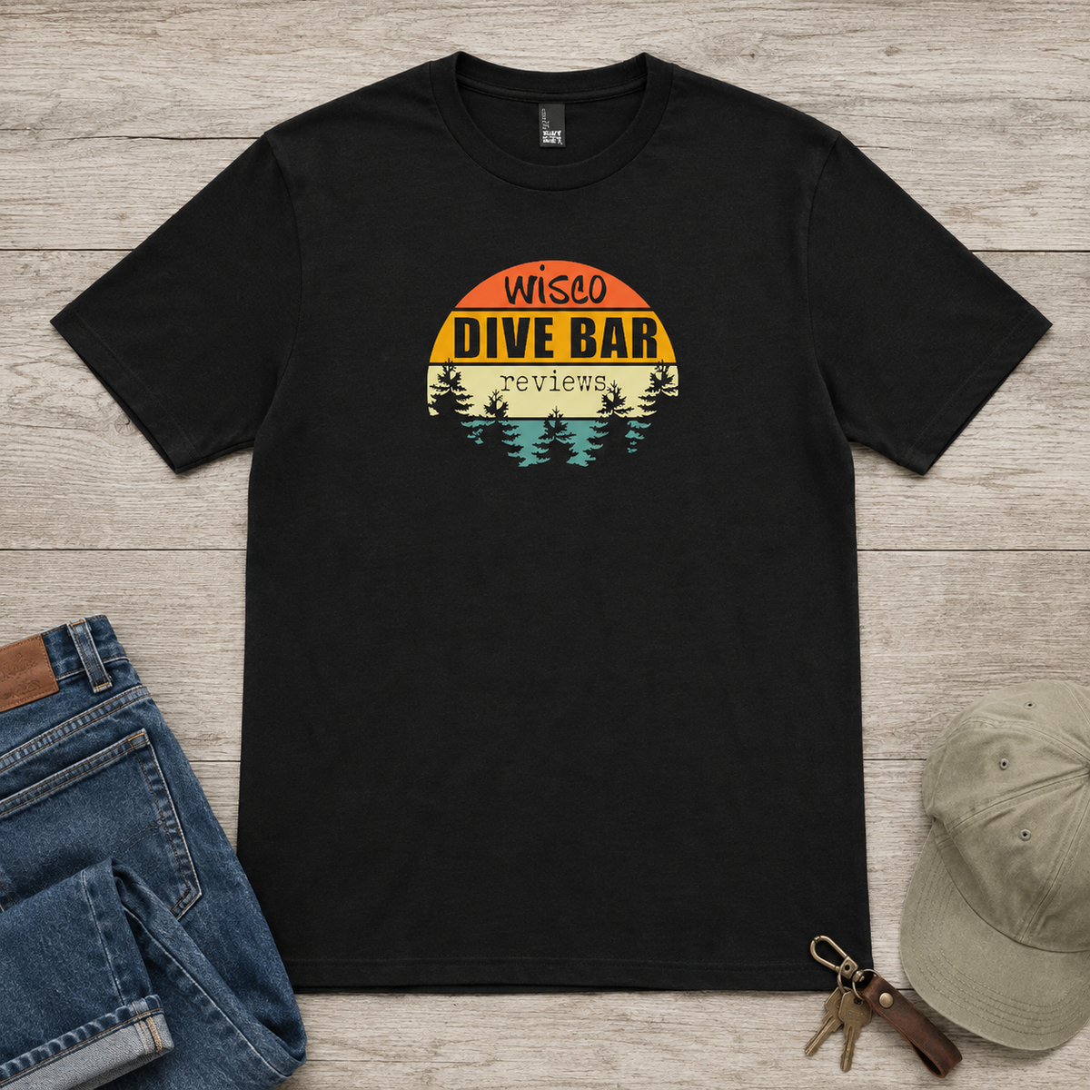 Retro Sunset - Black T-Shirt