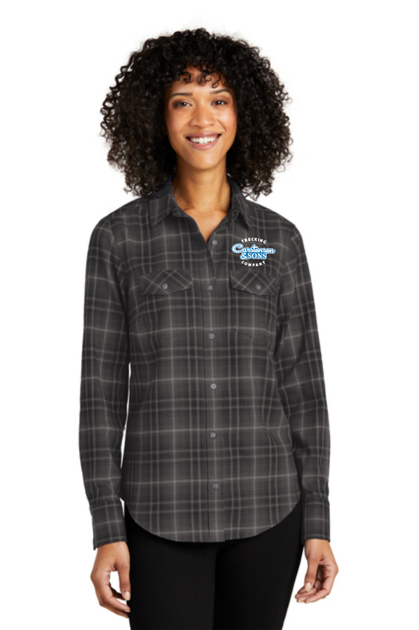 LW672 Port Authority® Women's Long Sleeve Ombre Plaid Shirt