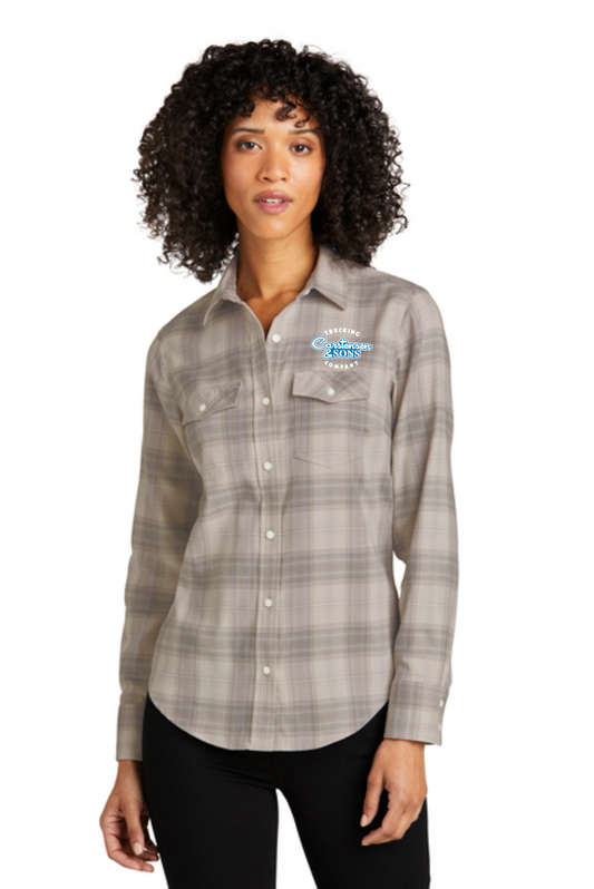 LW672 Port Authority® Women's Long Sleeve Ombre Plaid Shirt