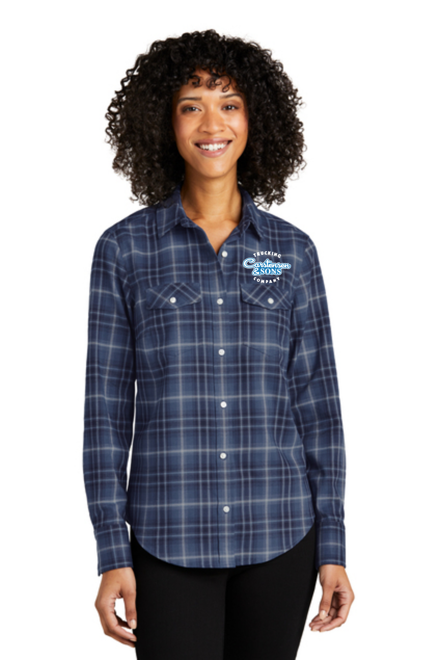 LW672 Port Authority® Women's Long Sleeve Ombre Plaid Shirt