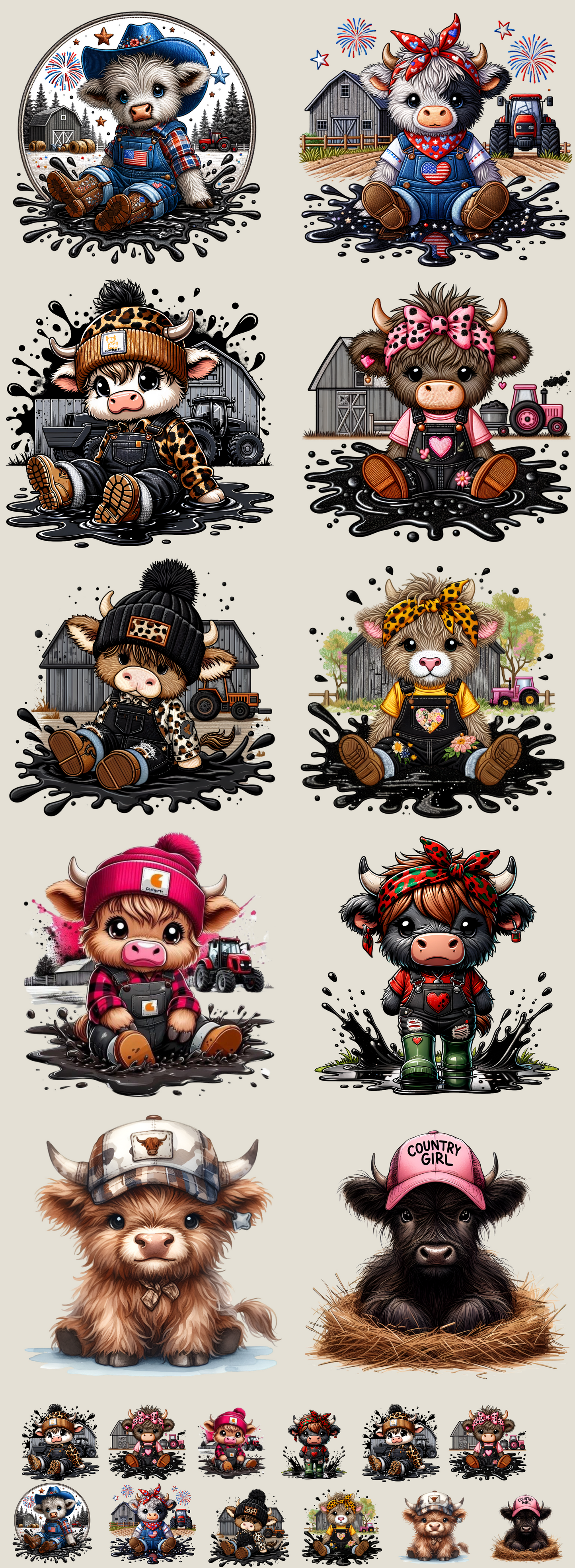 Puddle Cows - DTF Gang Sheet (22x60)