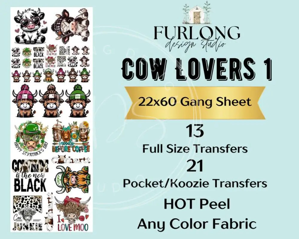 Cow Lovers 1 - Dtf Gang Sheet (22X60) Gang Sheet