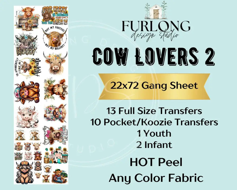 Cow Lovers 2 - Dtf Gang Sheet (22X60) Gang Sheet
