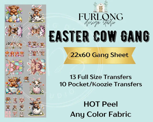 Easter Cow- Dtf Gang Sheet (22X60) Gang Sheet