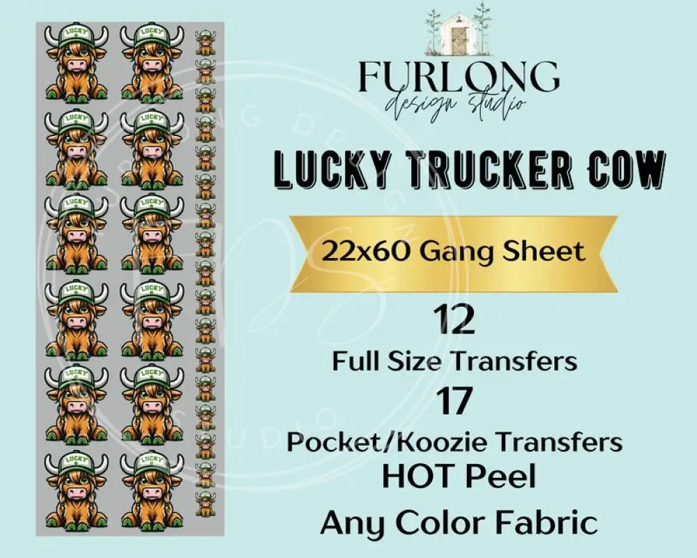 Lucky Trucker Girl Cow - Dtf Gang Sheet (22X60) Gang Sheet
