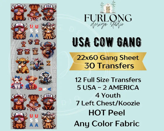 Usa Cow- Dtf Gang Sheet (22X60) Gang Sheet