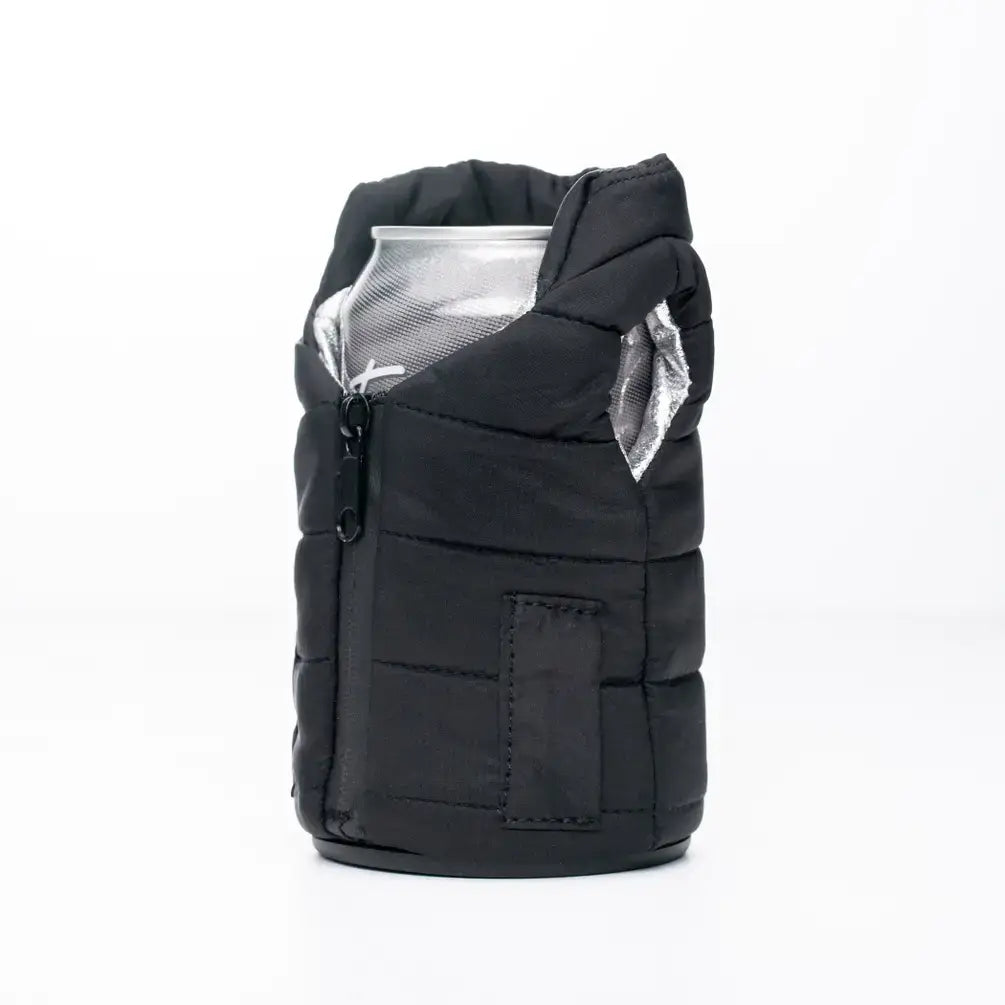 Insulated 12 oz Beverage Sleeve - The Puffy Vest - Black