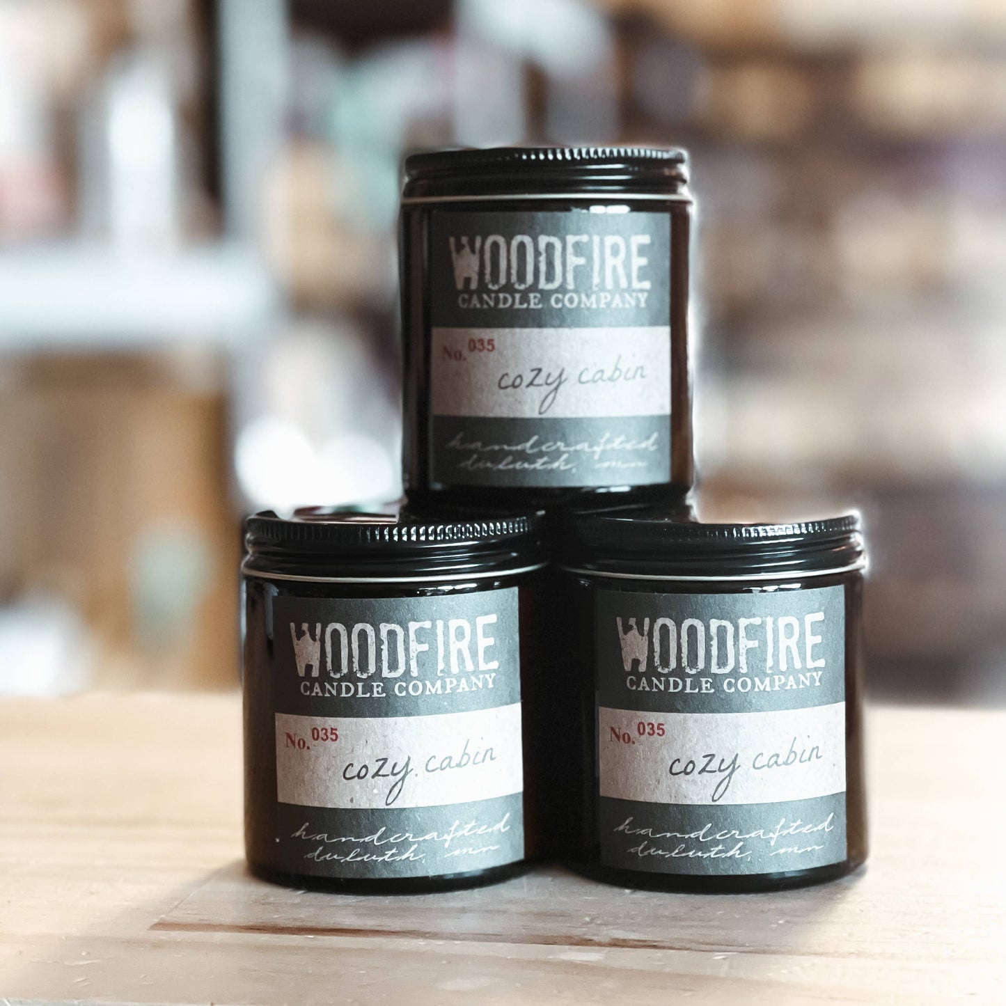 Mini Amber Wood Wick Soy Candle Gift Fall Candle