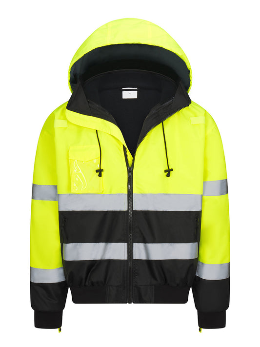 MAX605N ANSI Class 3, Safety Green 3-in-1 Jacket with Black Bottom and Removable Fleece Liner