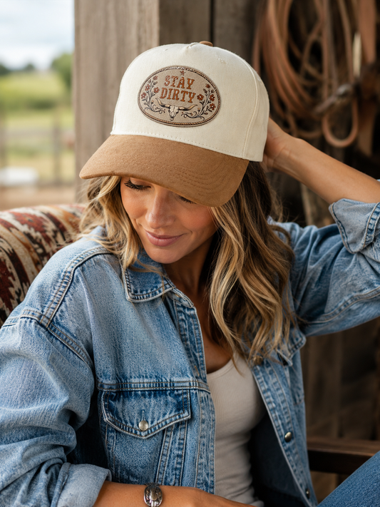 Stay Dirty Western Skull Snapback