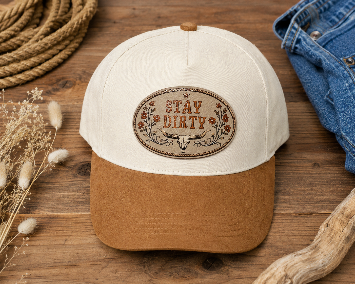Stay Dirty Western Skull Snapback
