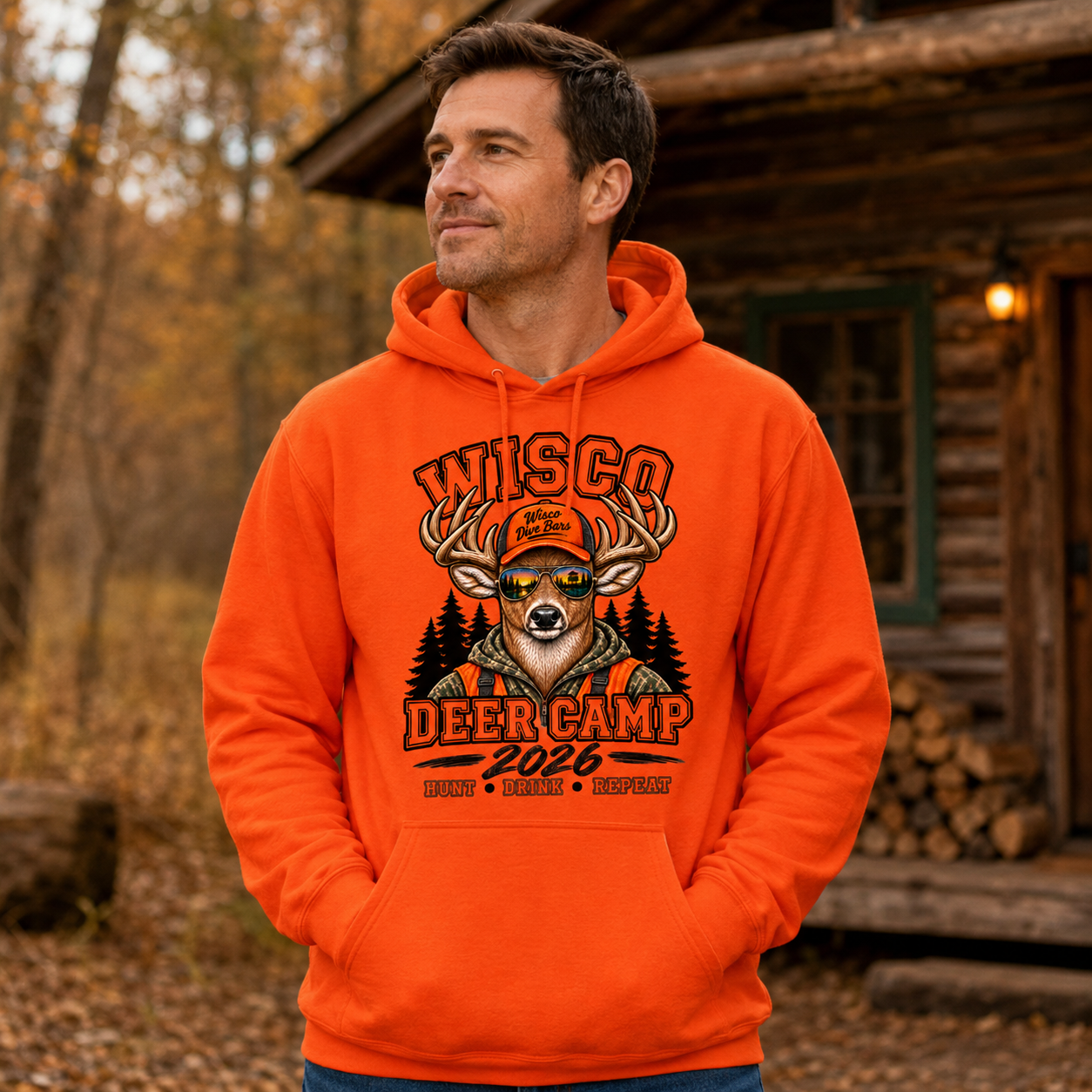 Wisco Deer Camp 2026 Blaze Orange Hoodie