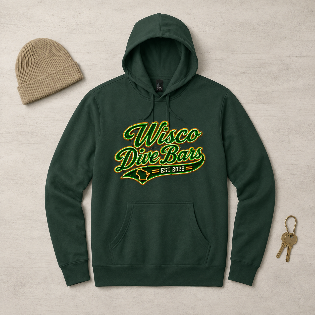 Green and Gold Wisco Dive Bars — Forest Green