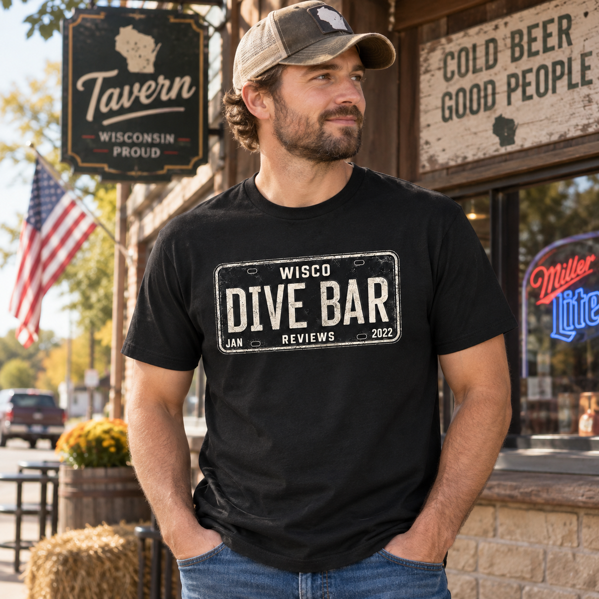 Wisco Dive Bar License Plate Tee