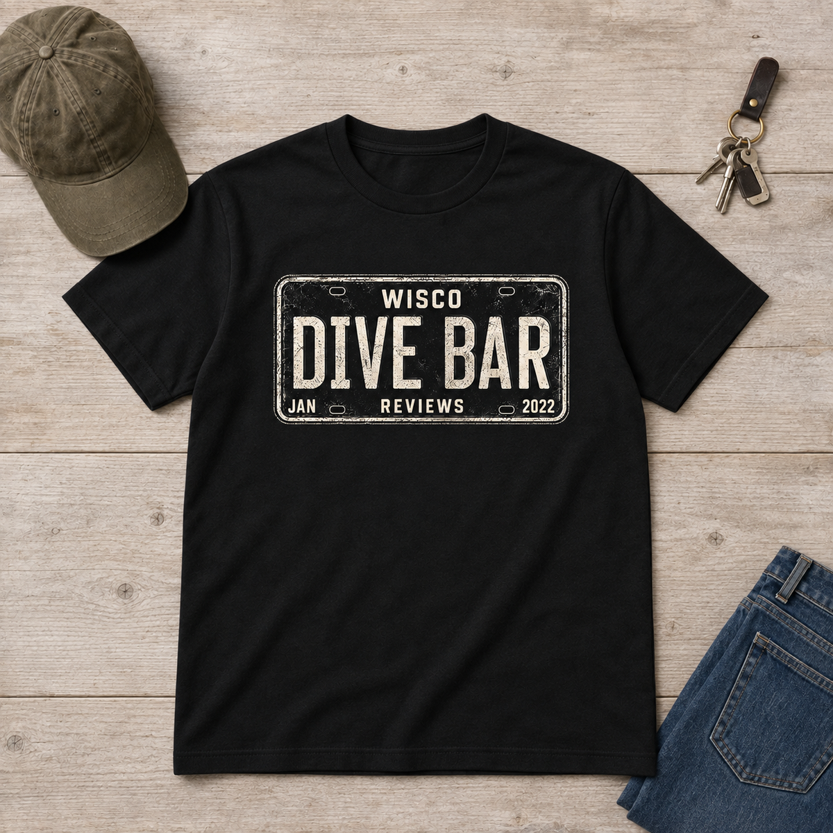 Wisco Dive Bar License Plate Tee