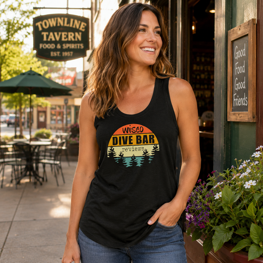 Retro Sunset - Black Racerback Tank