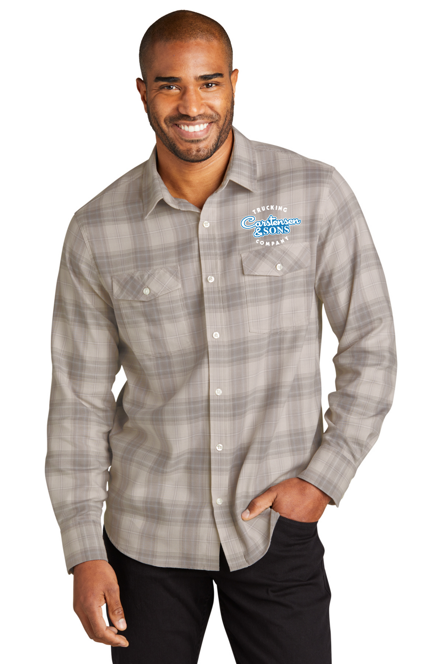 W672  Port Authority® Long Sleeve Ombre Plaid Shirt