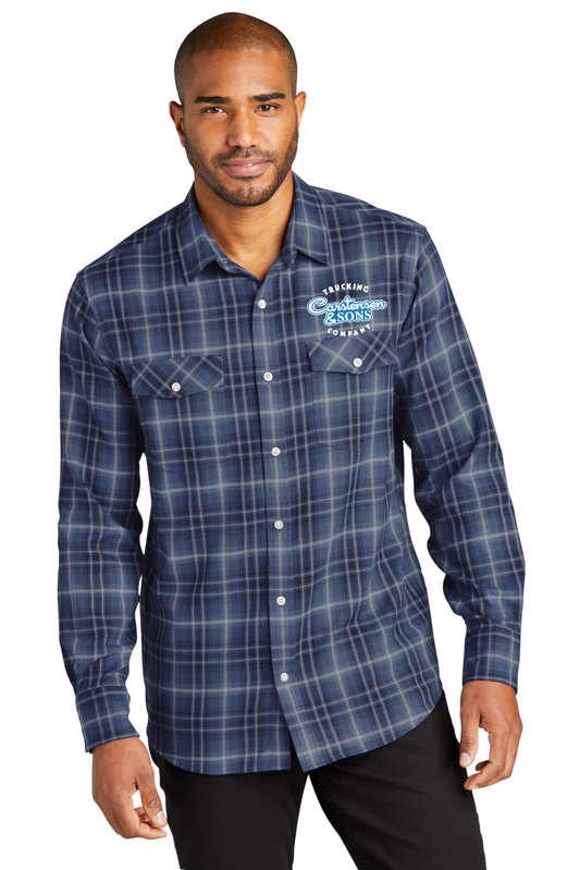 W672  Port Authority® Long Sleeve Ombre Plaid Shirt