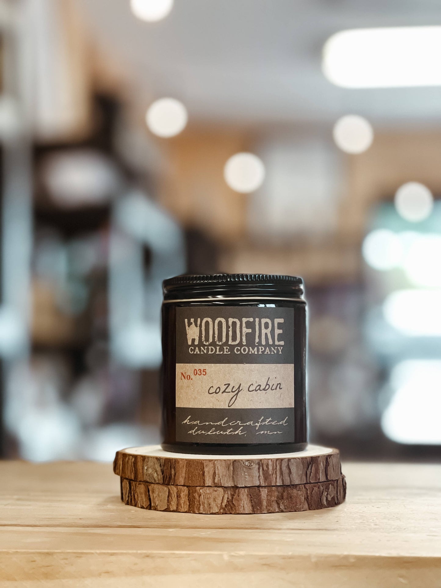 Mini Amber Wood Wick Soy Candle Gift Fall Candle