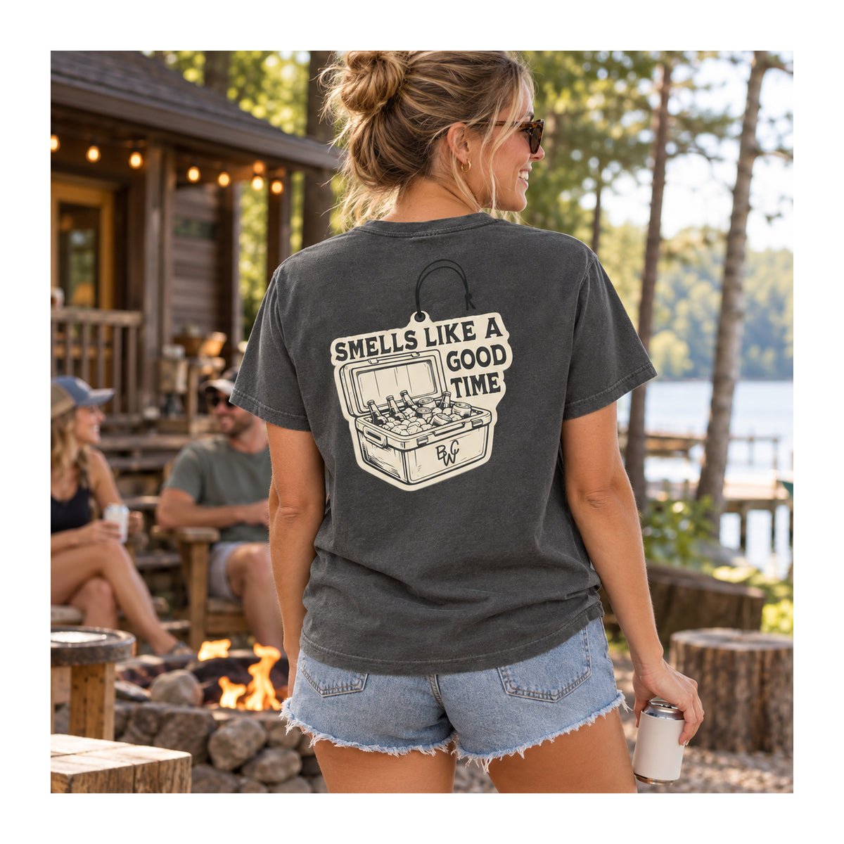 Smells Like a Good Time Tee in Pepper, lifestyle photo