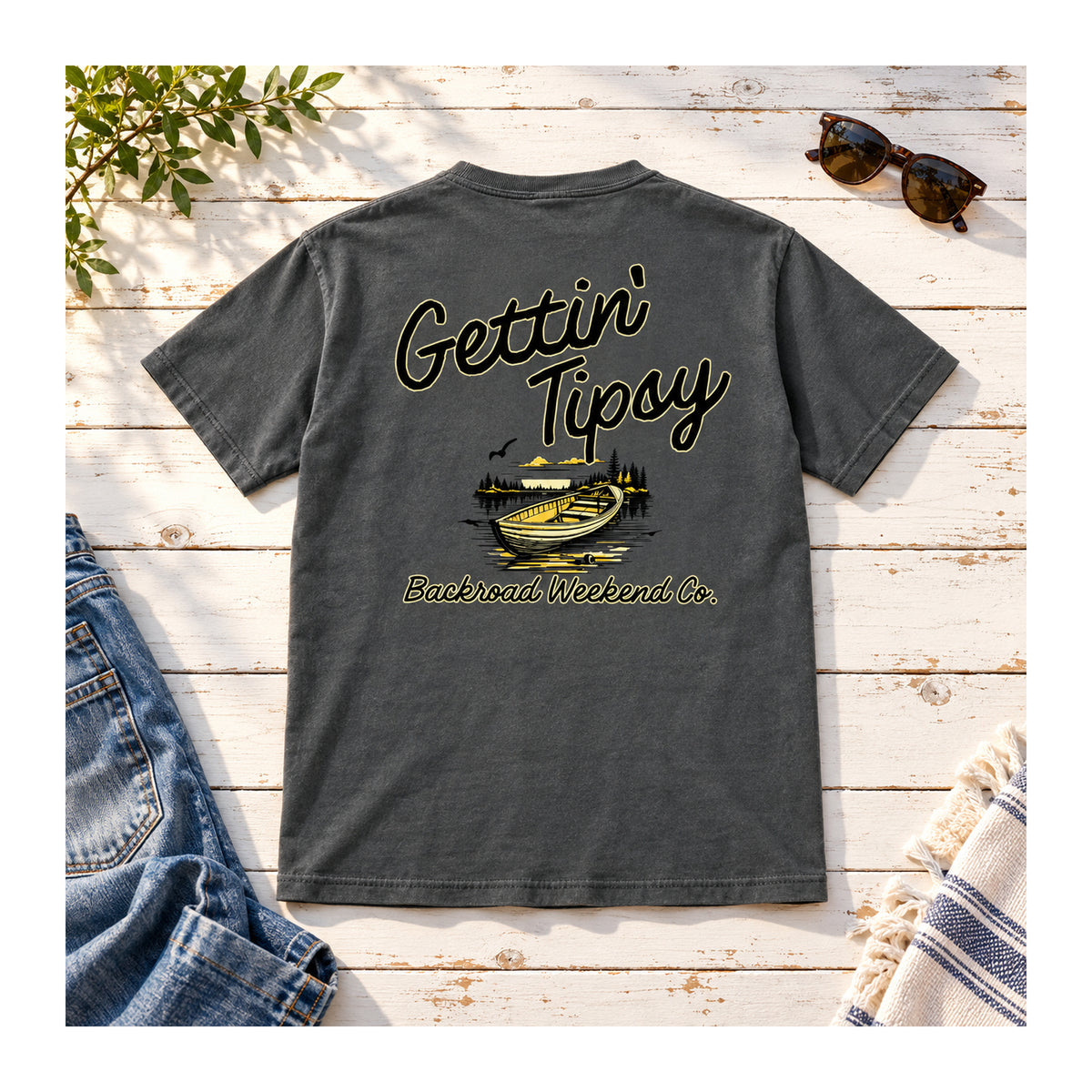 Gettin' Tipsy Tee in Pepper, flat lay