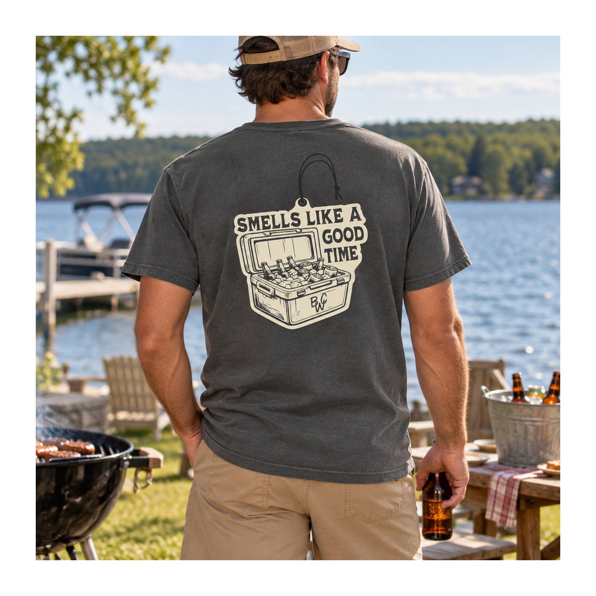 Smells Like a Good Time Tee in Pepper, lifestyle photo