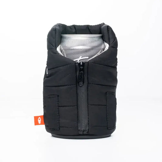 Insulated 12 oz Beverage Sleeve - The Puffy Vest - Black