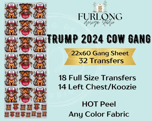 Trump Highland Cow- Dtf Gang Sheet (22X60) Gang Sheet